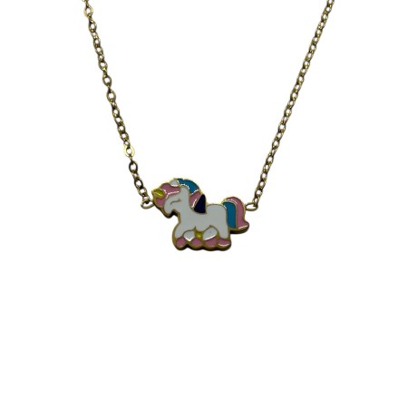 necklace steel gold unicorn